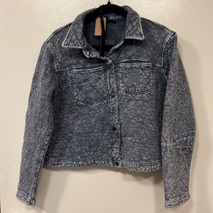 Jane + Delaney Blue Mineral Wash Quilted Coat Crop NWT - (#0178)